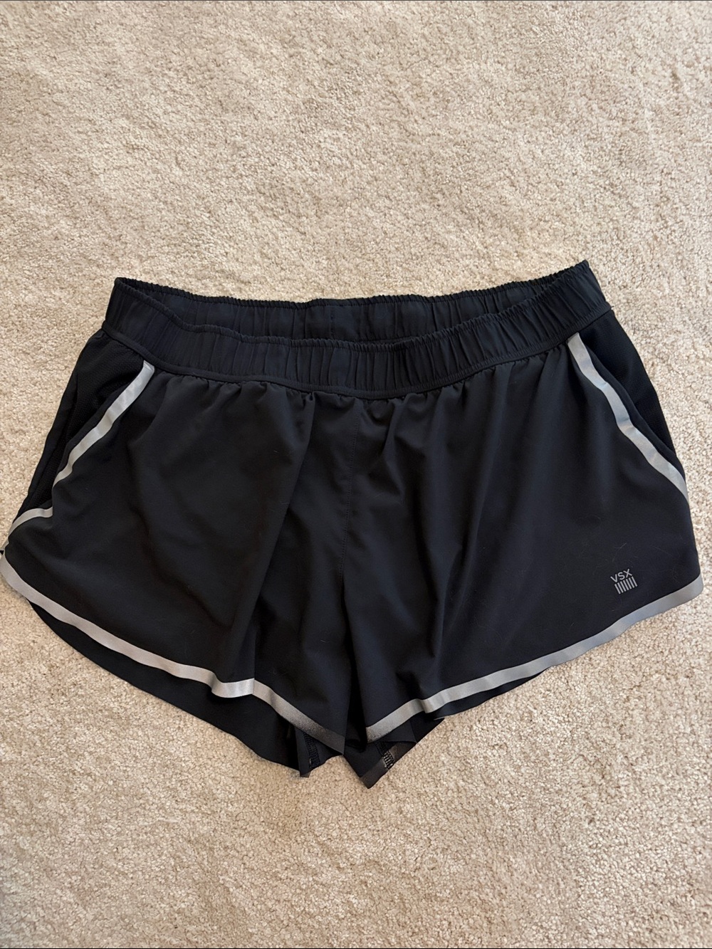 VSX Black Women's Athletic Shorts with Gray Reflective Trim